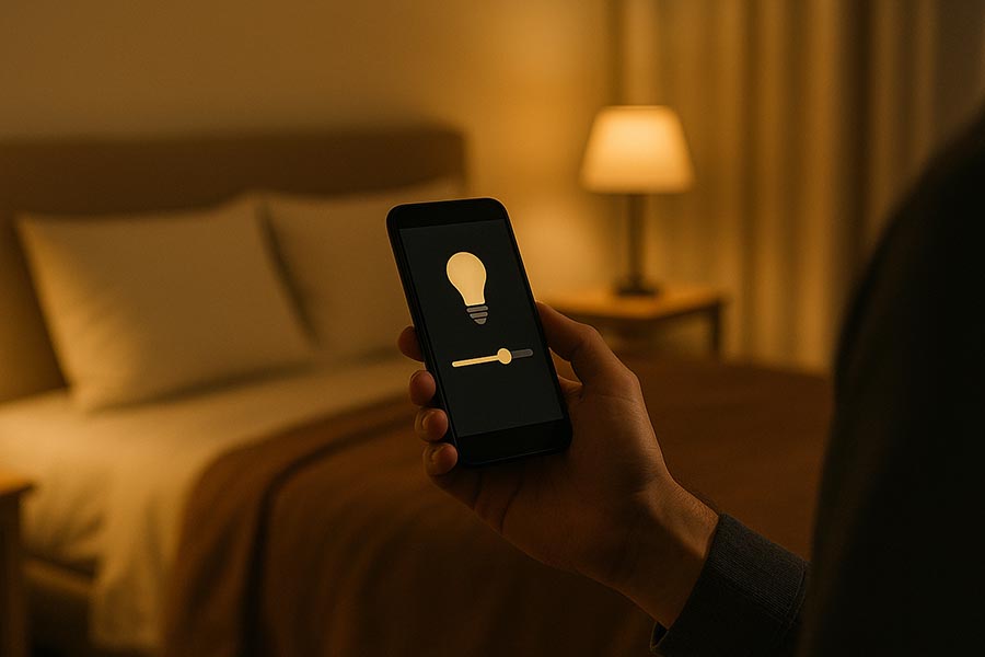 phone controlling lights scene